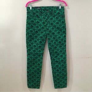 J.Crew Toothpick Green Navy Bow Skinny Ankle Corduroy Pants size 27 #22219